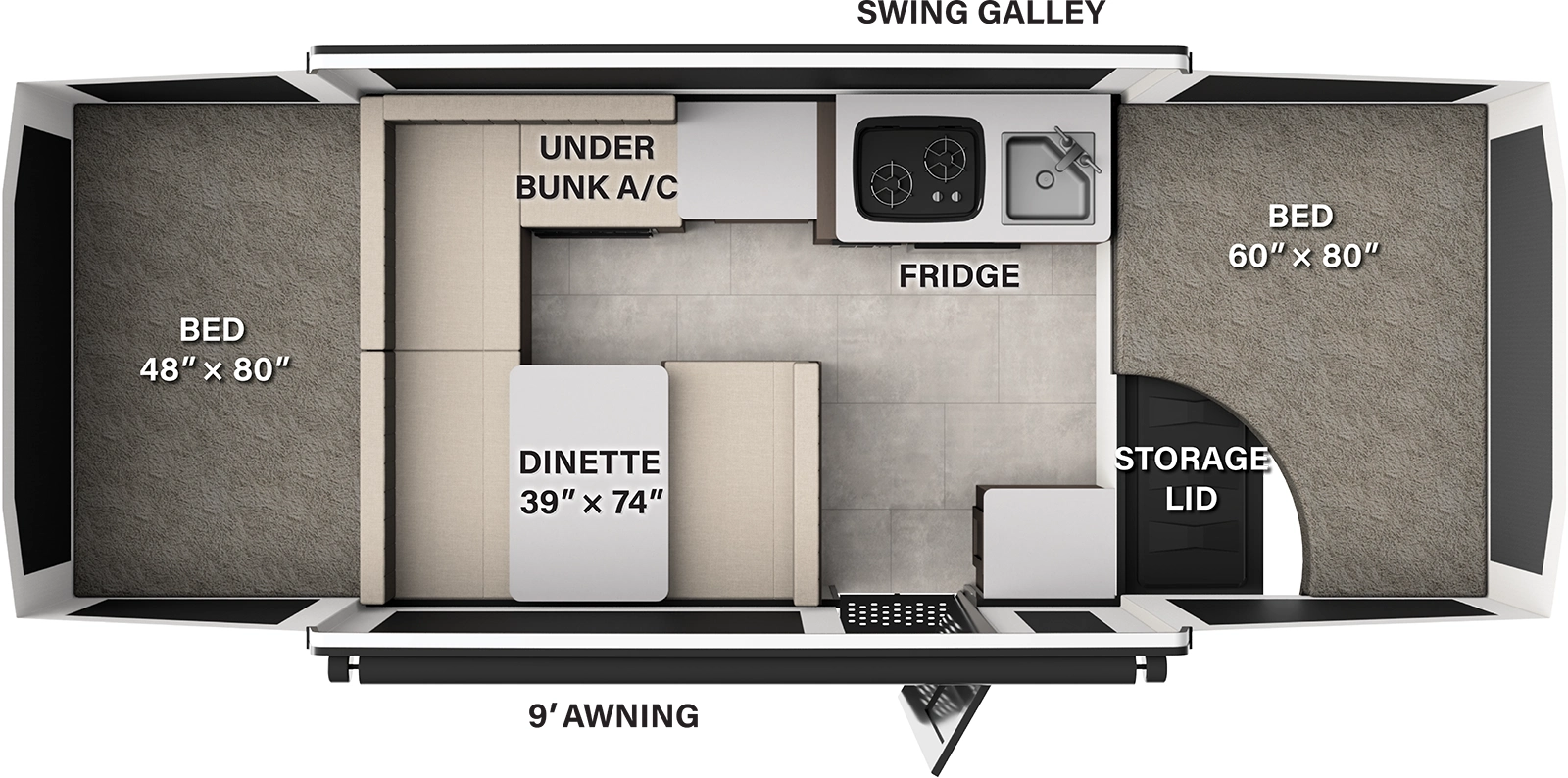 The Flagstaff Tent 192MT floorplan features include: 